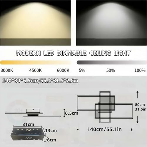Lumbryzn Modern Dimmable LED Ceiling Light, Living Room and Bedroom Lamp, LED Ceiling Light for Kitchen, Office and Living Room Decorative