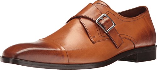 Massimo Matteo Men s Single Monk Cap Toe Burnished Brandy Shoe