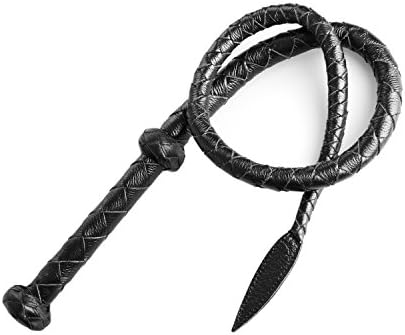 JAKIELAX Handmade 36 Inch Long Leather Whip for Equestrian Whip Horse Riding Sports, Black Rose Heavy Duty Leather