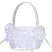 M&A Decor Flower Girl Basket Set of 2 Elegant White Lace Basket for Flower Girl