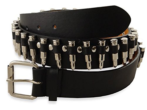 Black Leather Bullet Belt (Small 30-32 Inches)