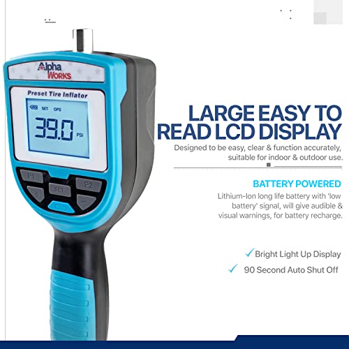 AlphaWorks Tire Pressure Gauge, Preset Inflator with Air Chuck and