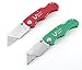 Set of 2 Vulcan Gear Utility Knives Box Cutter Set with 10 Extra Blades Included Red & Green
