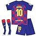 10 Messi Jersey 2019-2020 Season - Barcelona Lionel Messi Home Soccer Jersey Shorts and Socks for Kids Youth Red/Blue