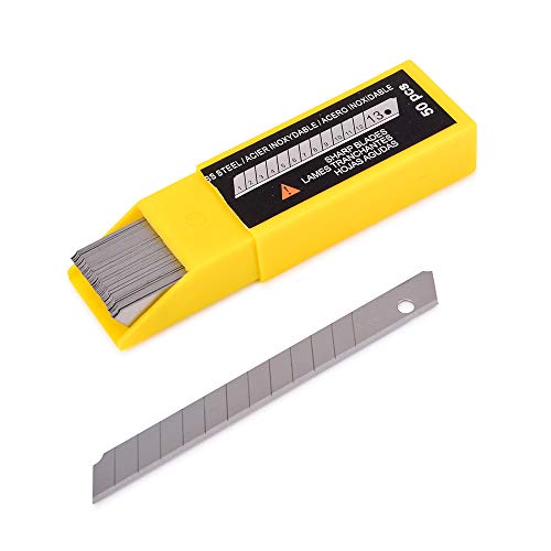 image for WINJUN 9mm Utility Knife Replacement Blades, Snap Off Stainless Steel 