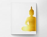 Zen Buddha Wall Art Print Poster Home Decor, Golden Buddha Print, Yoga Art, 8x10 Print-Not Real Gold Foil