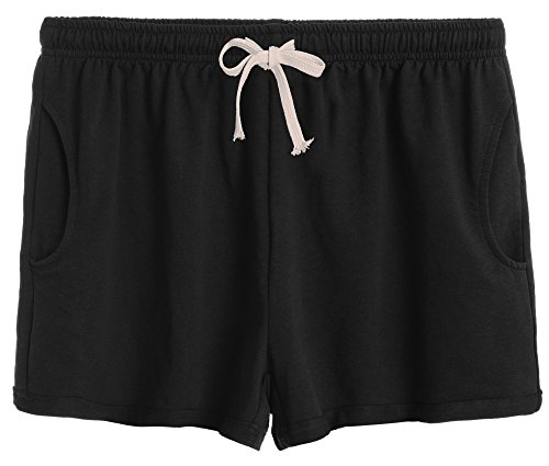 Latuza Women's Cotton Stretchy Lounge Sweat Shorts M Black2