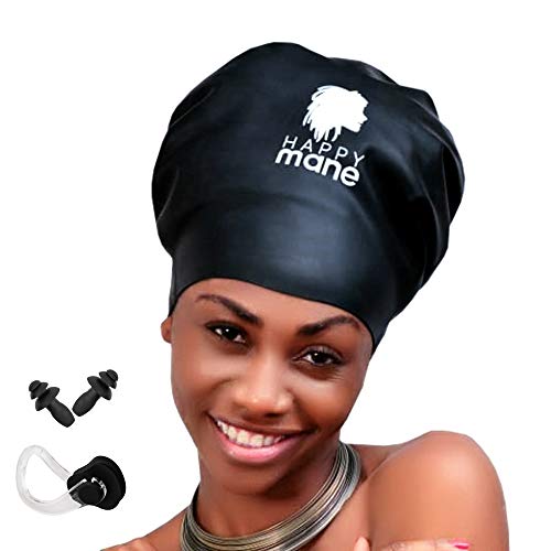 Happy Mane Silicone Swim Cap for Braids and Dreadlocks Keeps Your