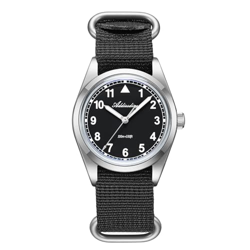 ADDIESDIVE 36MM Mens Military Field Watches VH31 Quartz Movement Sweep Second Hand Luminous 100M Waterproof Watches for Men Minimalist Outdoor Sports Mens Wrist Watch