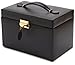 WOLF Heritage Small Jewelry Box, Black - 10 Compartments & Seven Ring Rolls - Includes Travel Case