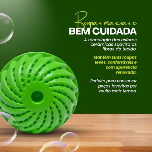 Bola Mágica para Lavar Roupas Remove Fiapos Pelos e Sujeira sem Sabão Econômica Ecológica e Reutilizável – Alta Eficiência Dura até 1500 Lavagens Ideal para Roupas Limpas sem Produtos Químicos