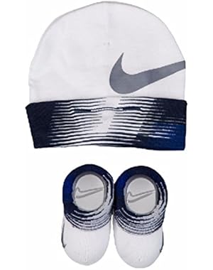 Baby Boys Big Swoosh Graphic Print Hat & Booties Set 0-6M