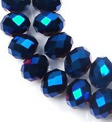 Smith Beads 8x5mm Czech Glass Faceted Rondelle Beads - Metall Iris Blue 17" SBD19876