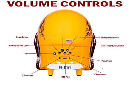 Nima Athletics Portable Bluetooth Speaker, [Officially Licensed] NCAA College Football Helmet Wireless Stereo Speaker Built-in Mic, Loud HD Sound Bass (5" Helmet Size - Small, Arizona State) - Thumbnail 4