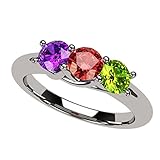 NANA Lucita Mothers Ring 1 to 6 Simulated Birthstones in Sterling Silver or 10k White Yellow & Rose Gold