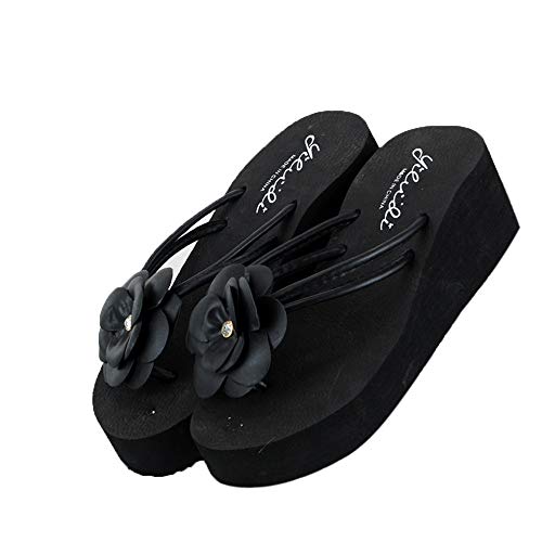 Fashion in Londony ♥‿♥ Women Boho Flowers Slipper Summer Beach Platform Wedge Shoes Flip Flops