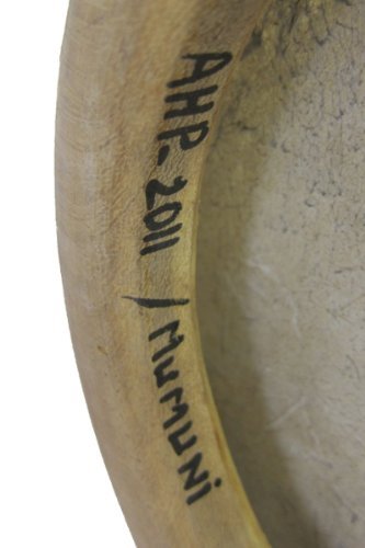 African Sakara Frame Drum with stick - Clay and goat skin - medium 8-9" size