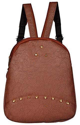 MultiZone Spiker Style Brown Backpack - School College Casual Backpack for Girls - Fashion Bag Daypack - Adjustable Straps - Water Resistance