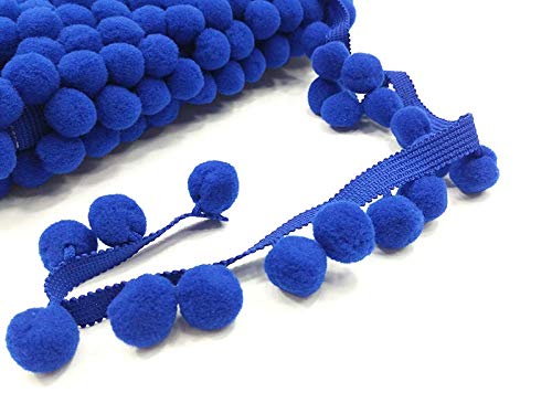 POM POM Bobble Trim Fringe Pompom Trimming - Cushion and Curtain Decoration, Home Decor - XL Size 2cm Craft Pompons (Royal Blue, 10 Meters)