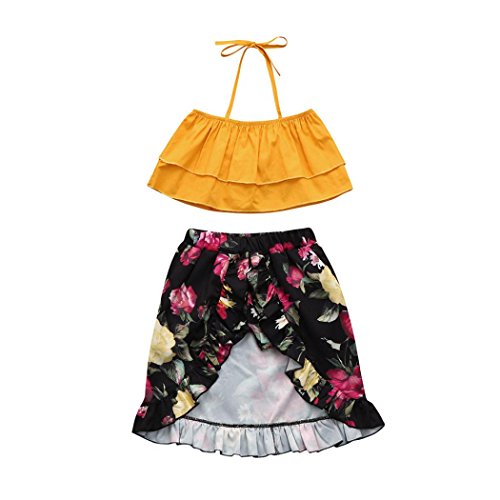 Winsummer Infant Baby Girl Off Shoulder Strappy Top+Floral Bloomer Shorts/Dress Sunsuit Sister Clothes Set