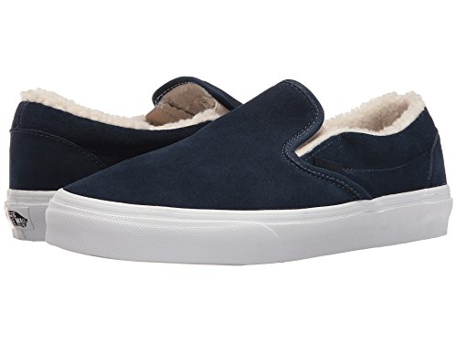 Vans Unisex Classic Slip-On Skate Shoe (Men 10 Women 11.5, (Suede Fleece) Dress Blues/True White)
