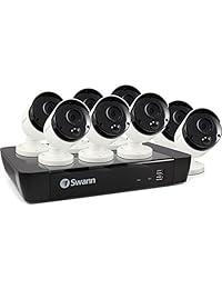 Swann Super HD 5 MP NVR sistema de seguridad 8 canales 2 TB NVR con 8 x 5 MP (2592 x 1920) Aluminio resistente a la intemperie Cámaras de vigilancia IP66 calificación, Smartphone Visión, swnvk-875808