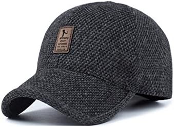 Haplain Men's Winter Warm Woolen Hat Outdoor Baseball Cap Fold Earmuffs Peaked Cap Hunting Camping Hat