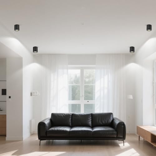 Gleonlux Ceiling Spotlight Adjustable Black 6 Pcs, Ceiling Spotlights GU10 230 V, Aluminium Internal LED Downlight, LED Round Ceiling Spotlights, Modern Ceiling Light, with GU10 Socket