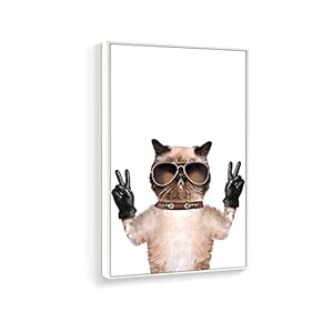 Framed Canvas Wall Art for Living Room, Bedroom Humorous Cat Canvas Prints for Home Decoration Ready to Hanging - 16x24 inches