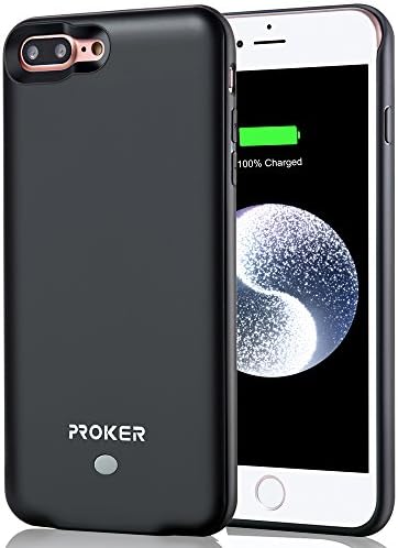iPhone 7 Plus Battery Case,Proker Ultra Slim External Charger Case iPhone 7 Plus Juice Pack with 4000mAh Capacity for Lightning Cable Input Build-in Magnet(Black)