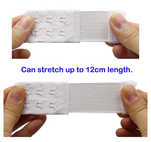 2 Hook Bra Extenders,Stretchy Soft and Comfortable Bra Strap Extender - 4 pcs Pack (White-1) - Thumbnail 5