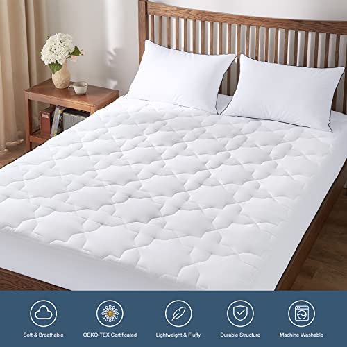 CozyLux King Mattress Pad Deep Pocket Non Slip Cotton Mattress Topper
