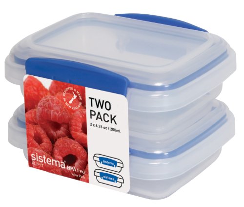Sistema Klip It Collection Rectangle Food Storage Containers, 6.7 Ounce each , Set of 2