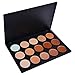 Color Correcting Makeup Concealer Palette:Flawless Contouring Kit 15 Colors Cream Foundation and Camouflage Concealer Makeup Palette, with Free Foundation Puff Sponge (Mini size, Orange)
