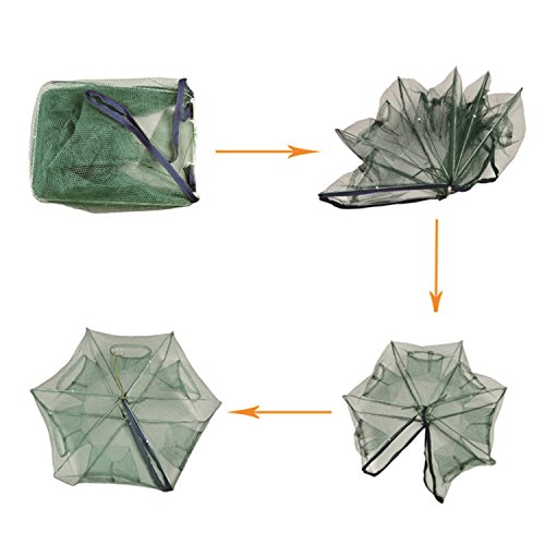 EASY BIG Portable Fishing Nets Foldable Hand Casting Bait Traps Cage for Fish Shrimp Minnow Crayfish Crab Baits Cast Mesh Trap, Easy Use Fishing Cage Crab Fish Minnow Crawdad Shrimp