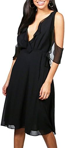NEW Pink/Black Summer Fashion Dress Women Elegant Cold Shoulder Ruffles Midi Dress Sweet V-neck Sleeveless Lady Vestido