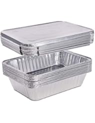 2.25 Pounds Disposable Aluminum Foil Pans with Lids | Oblong Cookware Pans Best Use for Baking, Meal Preparations, Cooking, Roasting, Grilling, Toasting | With Foil Lids | 10 Pack