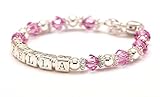 Personalized Baby Charm Bracelet - Sterling Silver Beads - Any Birth Month Crystal
