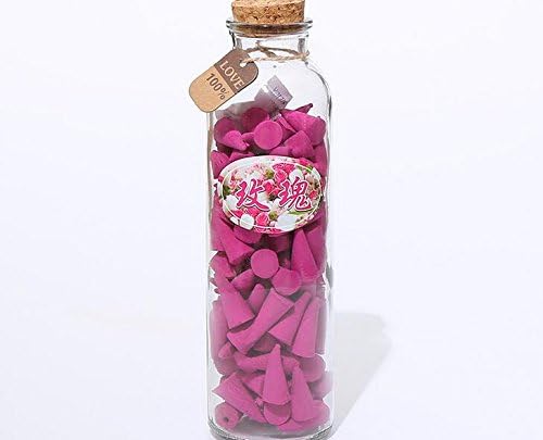 SPARIK ENJOY Cone Tower Jasmine Flower Incense Sandalwood Incense Holders Backflow Eco-friendly Come with Glass bottle , Moistureproof Suitable for the study, a bedroom, yoga (Rose)