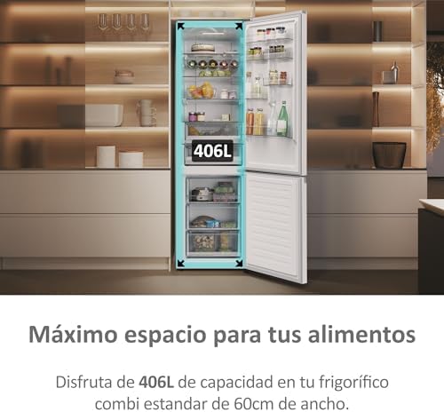 2D 60 Series 5 Pro HDPW5620CNPW - Frigorífico Combi, WIFI, Funções Inteligentes, 406L, My Zone, Gaveta da Zona de Humidade, Total Sem Geada, Largura 59,5cm, Motor Inversor, Luz LED, Branco