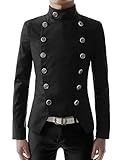 TheLees Mens Casual Double Breasted High neck Slim fit Short Jacket