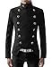 TheLees Mens Casual Double Breasted High neck Slim fit Short Jacket