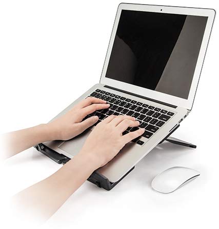 Aidata NS006 E-Z LapRiser/Compact and Adjustable Laptop Riser; Black; Adjustable Platform; 15, 25 and 35 Degrees Viewing Angles for Computing Comfort