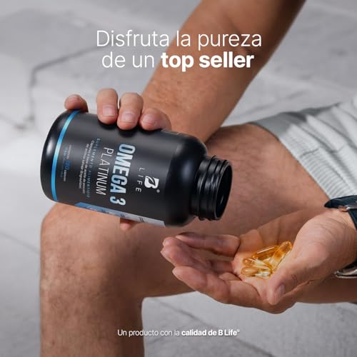 Omega 3 Aceite de Anchoa Salvaje con 180 Cápsulas de 1000 mg. Libre de Metales Pesados. Ingredientes Naturales. Omega 3 Platinum B Life.