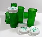 Plastic Prescription GREEN Vials/Bottles 25 Pack w/Caps SMALLEST 6 Dram Size-NEW