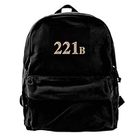 MIJUGGH Canvas Backpack 221B Baker Street Sherlock Holmes Address Rucksack Gym Hiking Laptop Shoulder Bag Daypack for Men Women