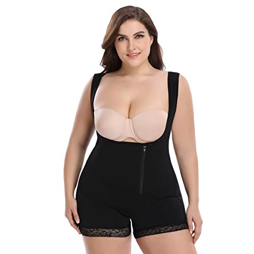 Shymay Women's Tummy Control Plus Size Under Bust Slimmer Belly Bodysuit Shapewear