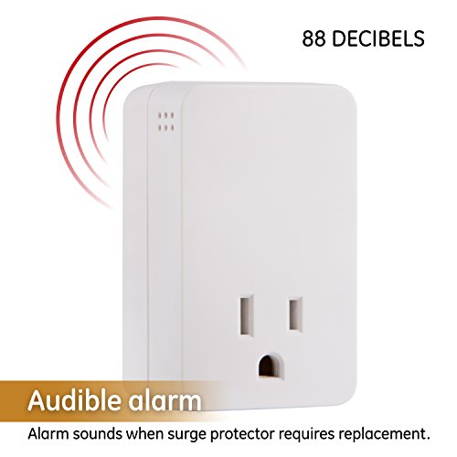 GE UltraPro Surge Protector with Audible Alarm, 2 Pack, Outlet Extender