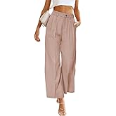 ODIZLI Women's Casual Pants High Waist Wide Leg Pants with Pockets Office Business Trousers