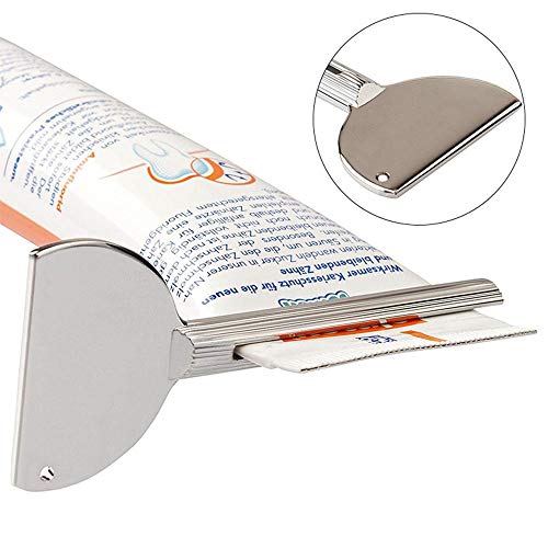 JKJF Toothpaste Squeezer, Stainless Steel Squeezer Metal Tube Dispenser for Hair Color Dye Cosmetic (4 Pack)
